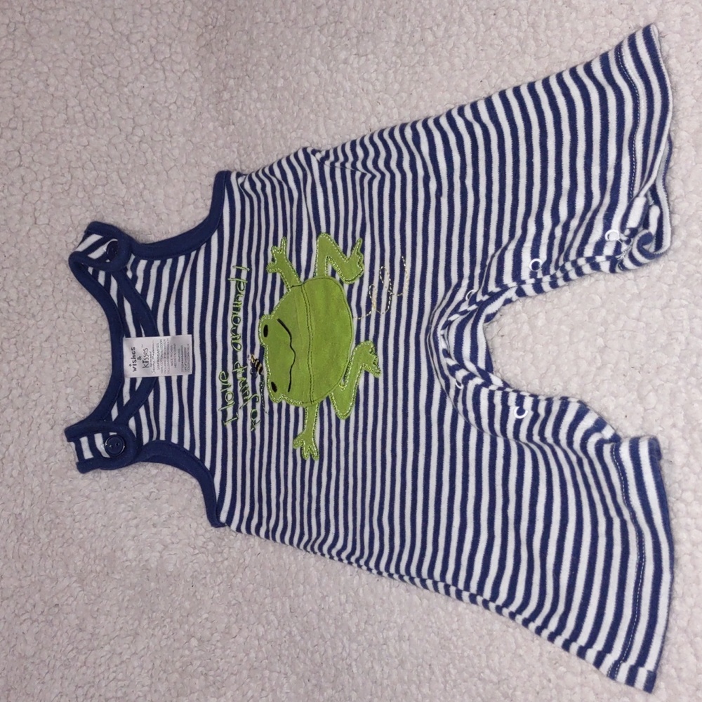 Baby boy clothes size 3-6M stripe froggy patch